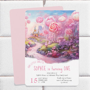 Invitation Little Sweetie Fairtytale Candy Land 1er anniversa