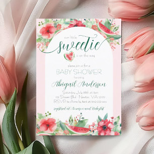 Invitation Little Sweetie Watermelon Baby shower floral