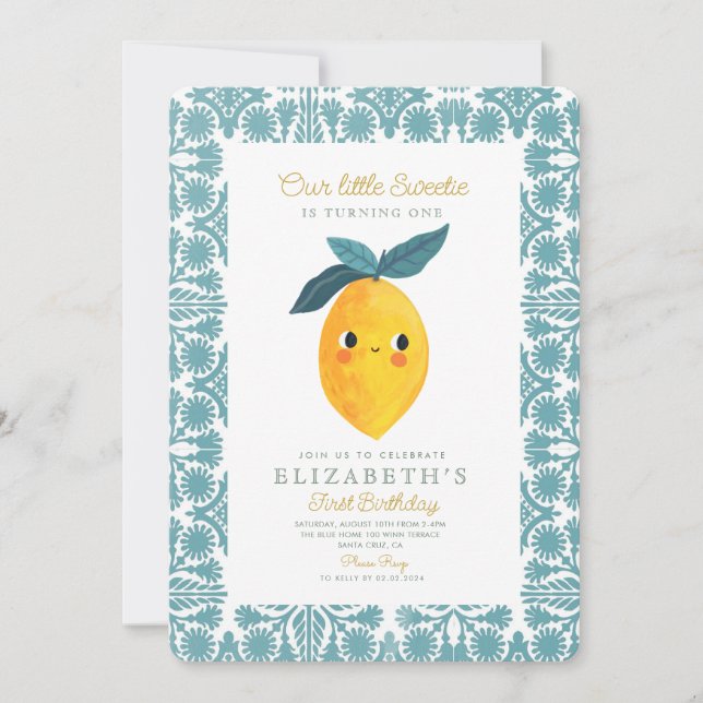 Invitation Little SweetieLemon Citrus 1er anniversaire Invita (Devant)