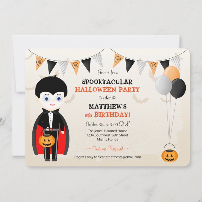 Invitation Little Vampire Halloween (Devant)