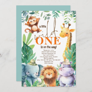 Invitation Little Wild One En Chemin Jungle Animaux Baby show
