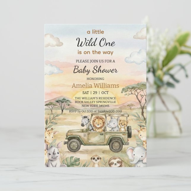 Invitation Little Wild One On the Way Baby Shower (Debout devant)
