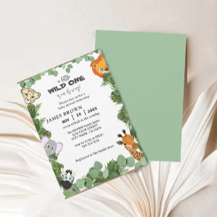 Invitation Little Wild One Safari Animaux Garçon Baby shower