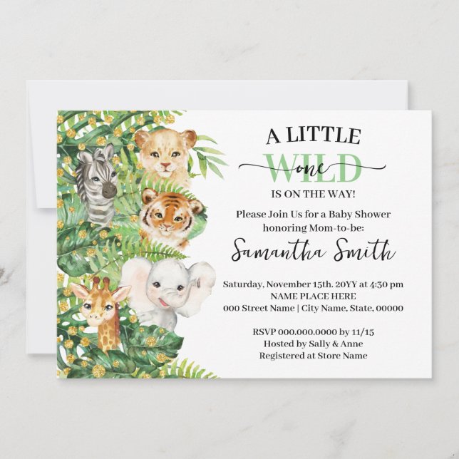 Invitation Little Wild One sur le chemin Animal Safari douche (Devant)