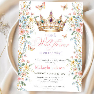 Invitation Little Wildflower Butterflies Floral Baby Shower