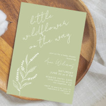 Little Wildflower Handdrawn Sage Green Baby Shower