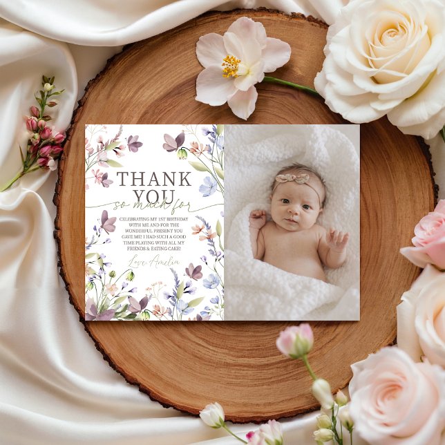 Invitation Little Wildflower Photo Thank You Card (Créateur téléchargé)