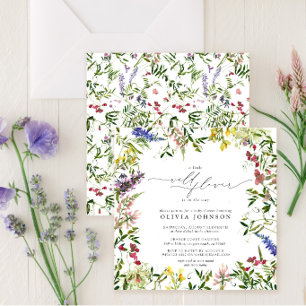Invitation Little Wildflower Script Girl Floral Baby Shower