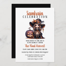 Invitation Little Witch Samhain Harvest Halloween Party