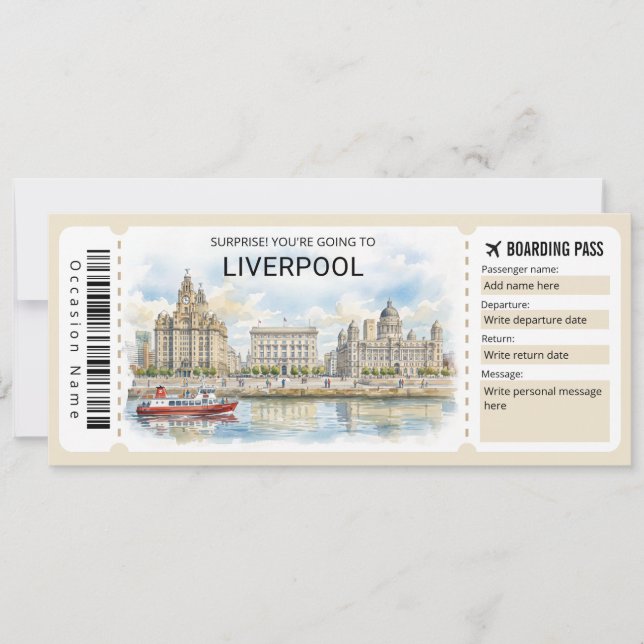 Invitation Liverpool Trip Boarding Pass Ticket (Devant)
