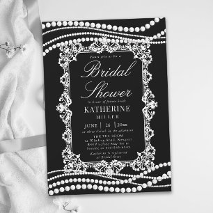 Invitation LIVRAISON Collier de perles Noir Blanc Chic Shower