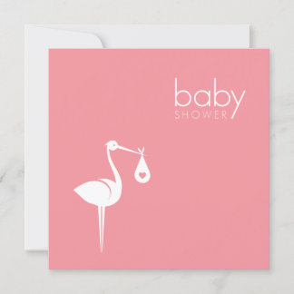 Invitation Livraison de cigogne fille Baby shower rose