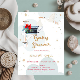 Invitation Livraison de la cigogne, Baby shower de boîte aux