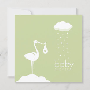 Invitation Livraison de la cigogne Baby shower neutre
