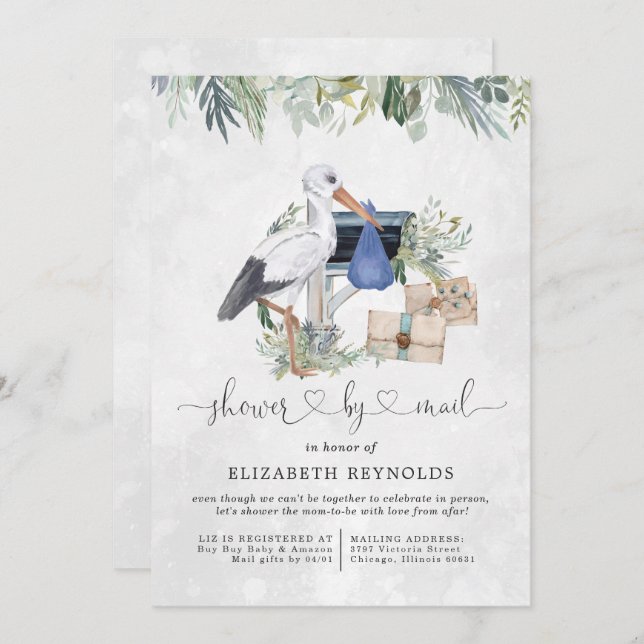 Invitation Livraison de stockage | Baby shower virtuel par co (Devant / Derrière)