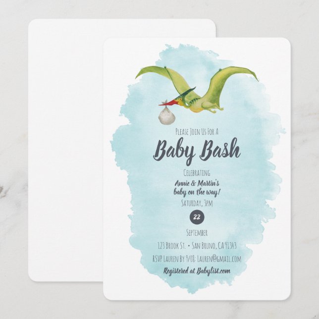 Invitation Livraison par Ptérodactyle (Devant / Derrière)