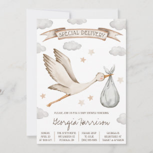 Invitation Livraison spéciale ! Baby shower Brown et Tan Stor