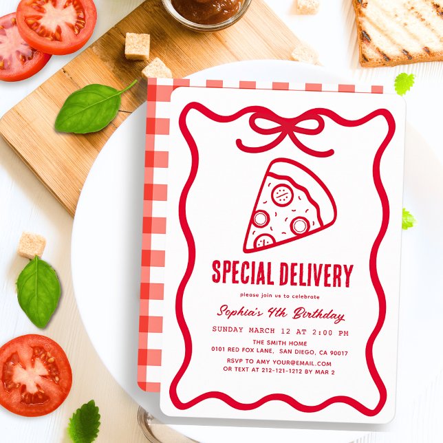 Invitation Livraison Spéciale Pizza Dessinée à la Main Annive (Créateur téléchargé)
