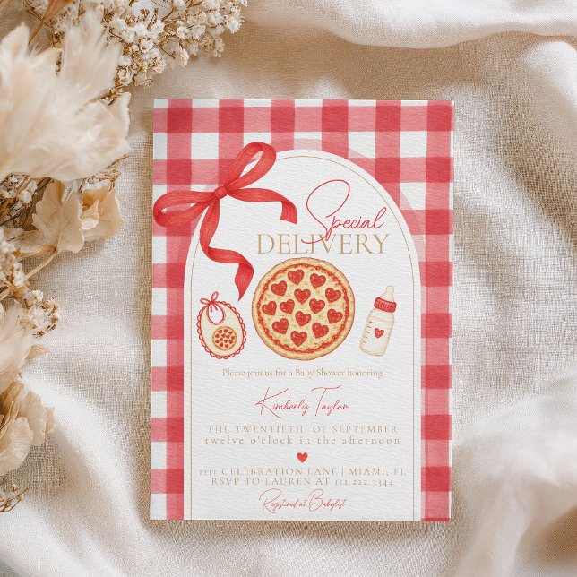 Invitation Livraison Spéciale Pizza en Forme de Cœur pour Bab (Créateur téléchargé)
