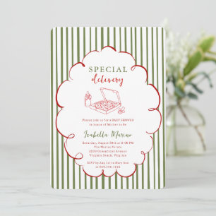 Invitation Livraison Spéciale Pizza Tout en Un  Baby Shower  