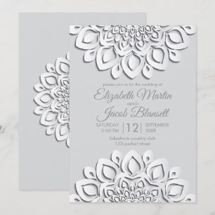 Invitation Livre blanc contemporain coupé Mandala Mariage