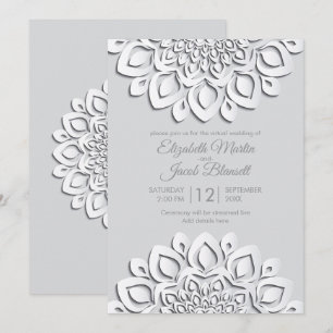 Invitation Livre blanc moderne coupé Mandala Mariage virtuel