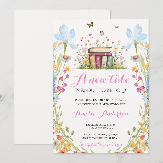 Invitation LIVRE conte de fées floral de conte de fées (Devant / Derrière)
