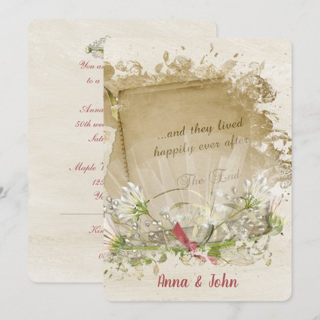 Invitation Livre d'anniversaire du mariage (Devant / Derrière)