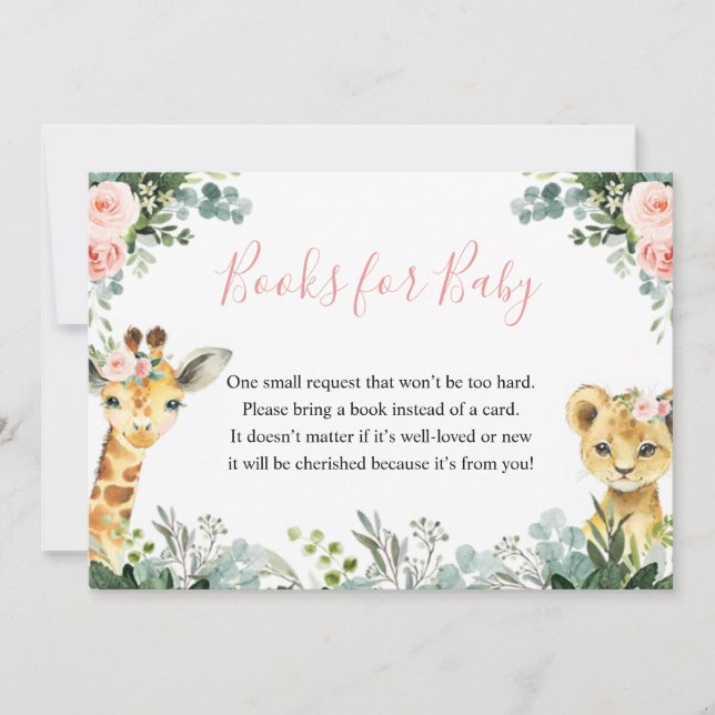 Invitation Livre de Baby shower animal pour filles Safari pou (Devant)