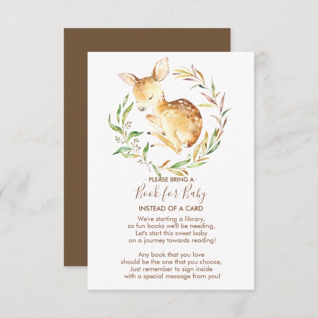 Invitation Livre de Baby shower Little Deer pour Baby Card (Devant / Derrière)