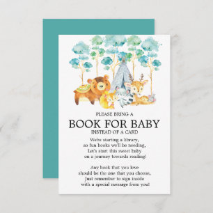 Invitation Livre de Baby shower pour les animaux des bois tri