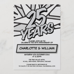 Invitation Livre de bande dessinée amusant pour les 25 ans de
