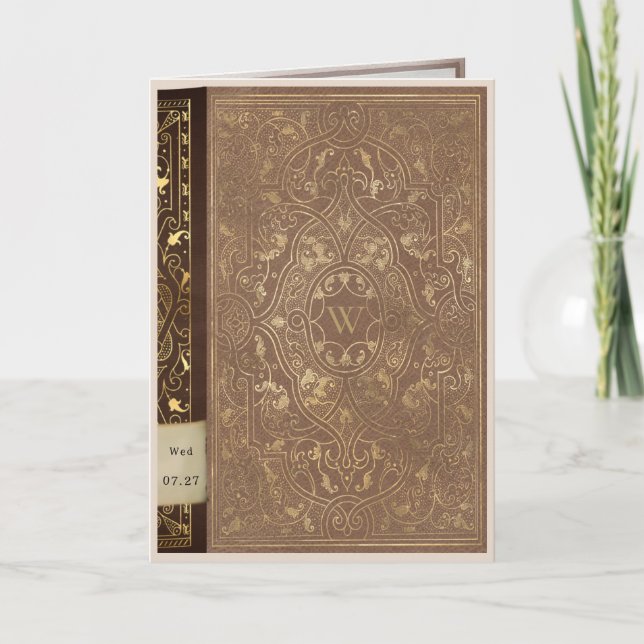 Invitation Livre de bibliothèque avec notes pliées Mariage li (Devant)