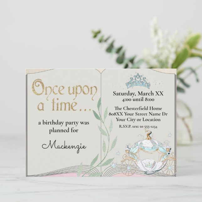 Invitation Livre de conte de fées de Cendrillon mignon (Debout devant)