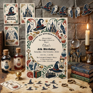Invitation Livre de contes de sorciers et sorcières, annivers