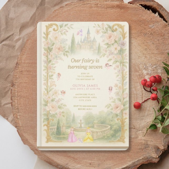 Invitation Livre de contes, fée d'abord, conte de fées 7e ann (Créateur téléchargé)