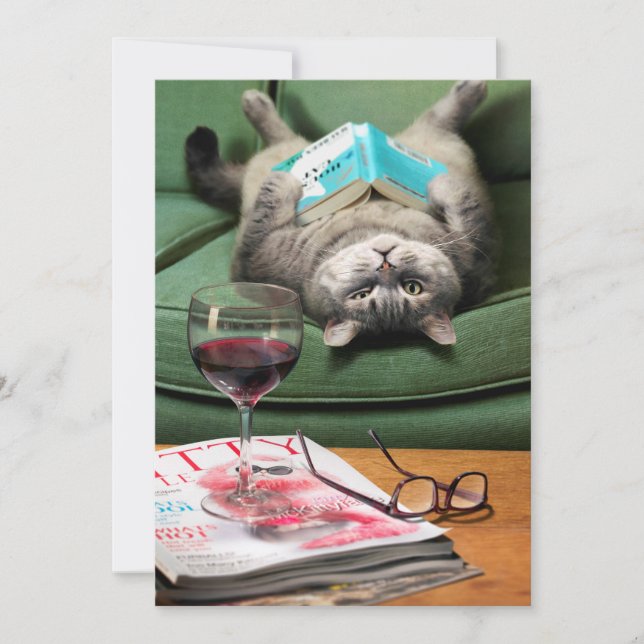 Invitation Livre de lecture des chats vers le bas (Devant)