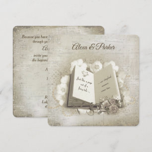 Invitation Livre de mariage vintage avec des roses et des per
