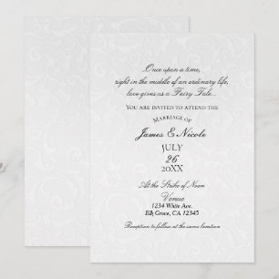Invitation Livre de princesse blanc damassé élégant mariage