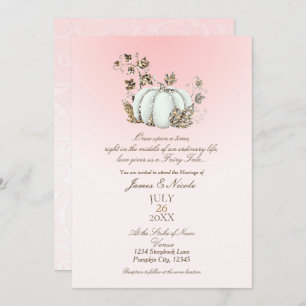 Invitation Livre d'histoire Citrouille rose et blanc Mariage