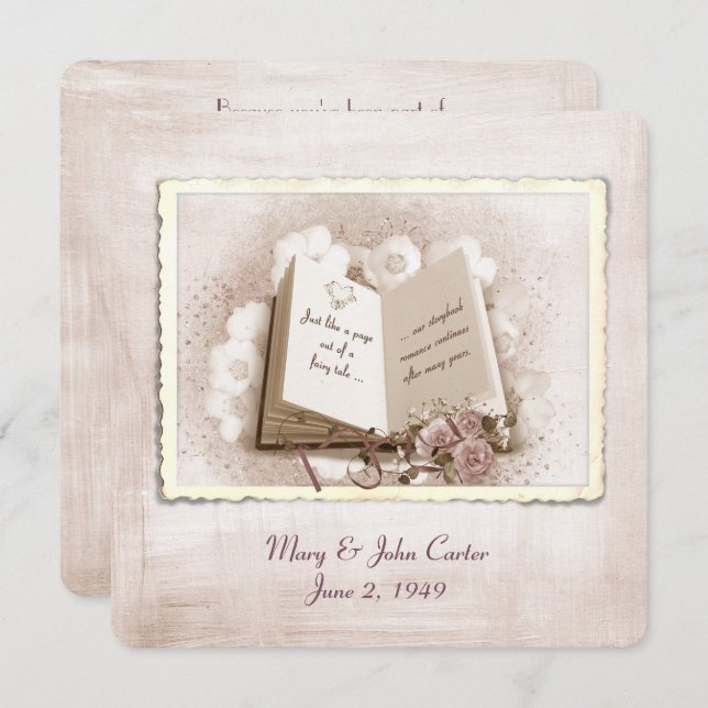 Invitation Livre d'histoire de renouvellement de Vow mariage (Devant / Derrière)