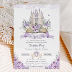 Invitation Livre d'histoire de violet Lilac Floral Princess C