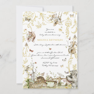 Invitation Livre d'histoires Baby Shower en Forêt de Bois