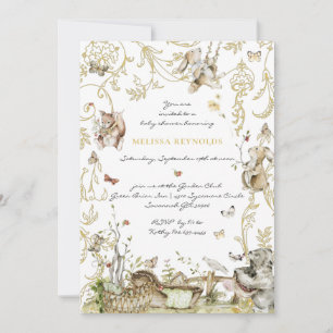 Invitation Livre d'histoires Baby shower forestier