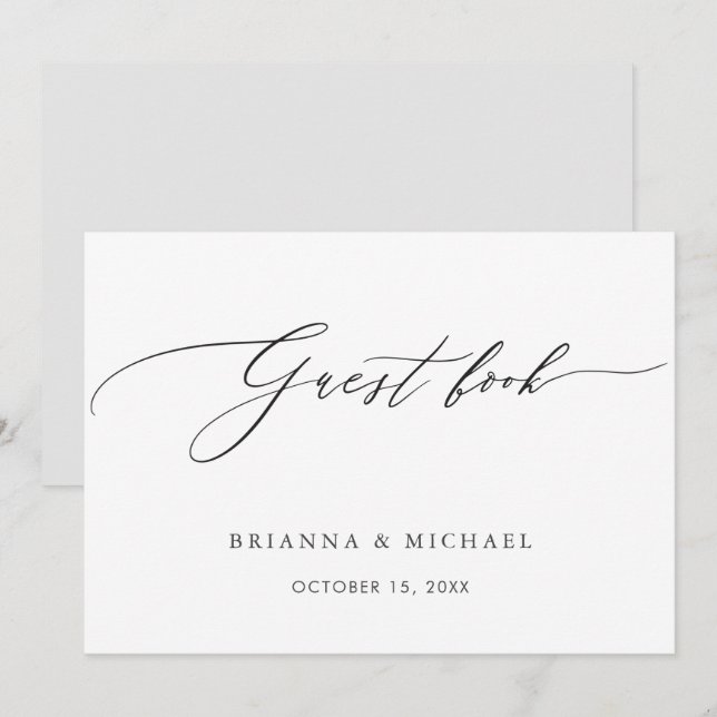 Invitation Livre d'or de calligraphie élégante simple pour an (Devant / Derrière)