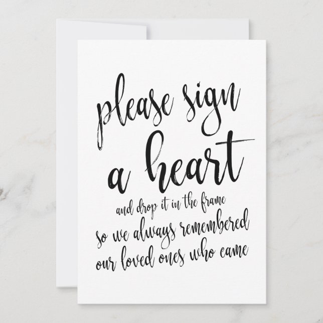 Invitation Livre d'or de mariage abordable Heart Drop Sign (Devant)