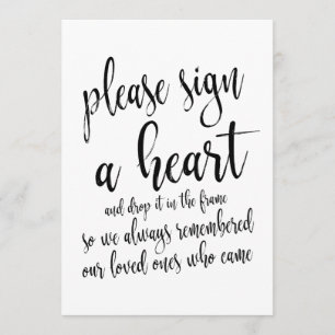 Invitation Livre d'or de mariage abordable Heart Drop Sign