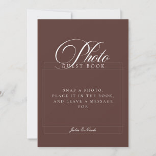 Invitation Livre d'or de mariage classique ivoire marron sign