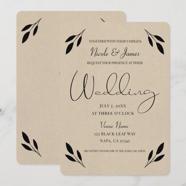 Invitation Livre d'or de mariage kraft moderne rustique à feu (Devant / Derrière)
