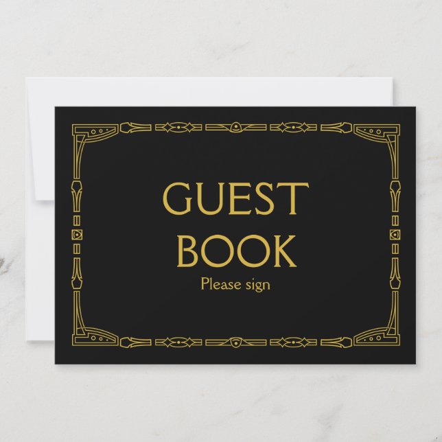 Invitation " Livre d'Or " Panneau de Mariage de Style Art Déc (Devant)